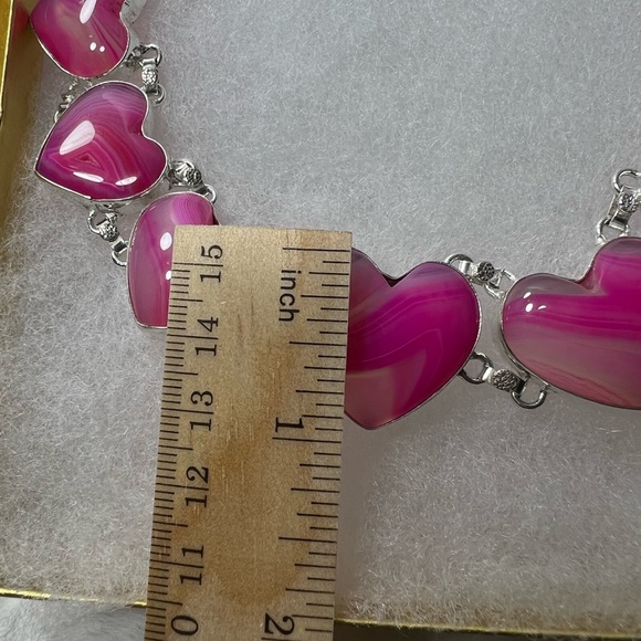 Beautiful Botswana Agate 💕 Heart Necklace & Bracelet 925 Gemstone Gift Set - Picture 3 of 6